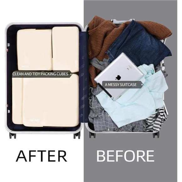 4 Pack Compression Packing Cubes Travel Accessories Expandable Organizers - Picture 4 of 6